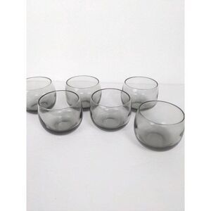 Vintage Round whiskey glass, Mad men roly poly grey smoke glasses set of 6